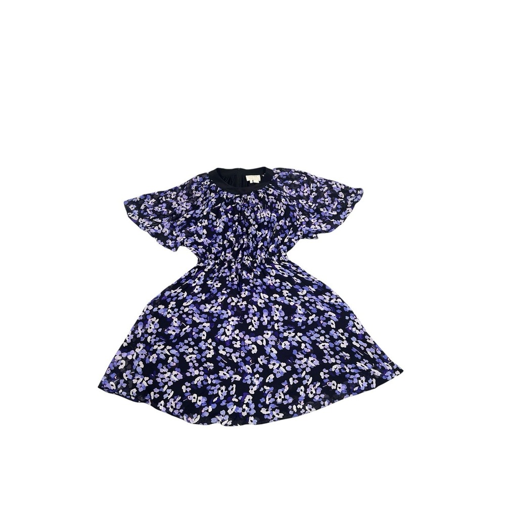 Kate Spade New York Short Sleeve Dress/S/Silk/BLU/Floral Pattern N2253